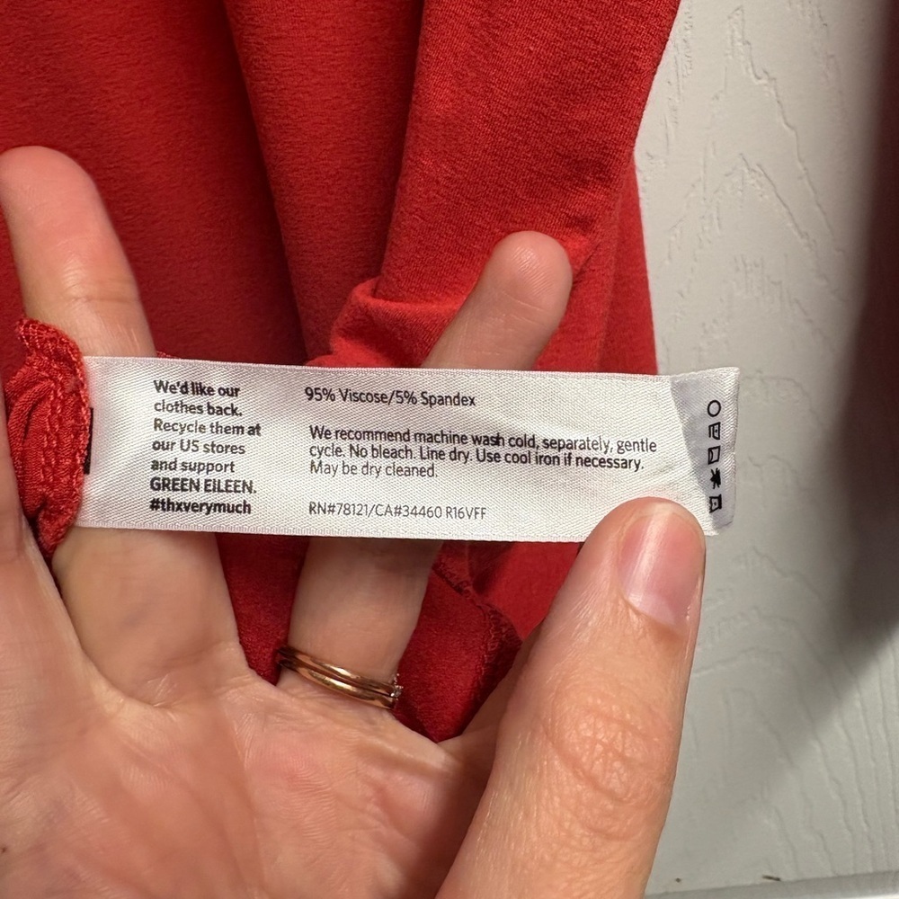 Eileen Fisher Lightweight Red Jersey Viscose Blend Dress Size Large - Picture 3 of 4